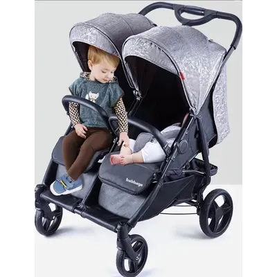 Portable Twin Baby Stroller One Step Folding Reclining Double Seat Baby Pushchair for Outdoor Travel