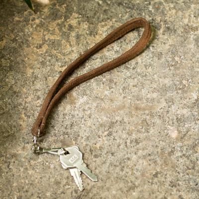Functionality in Brown,'Brown Wrist Lanyard Keychain Strap Bag Charm from Guatemala'