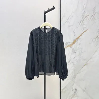 Chemise Femme Rétro Française de Haute Qualité à Manches Bulles Creuses 2026 --hb728