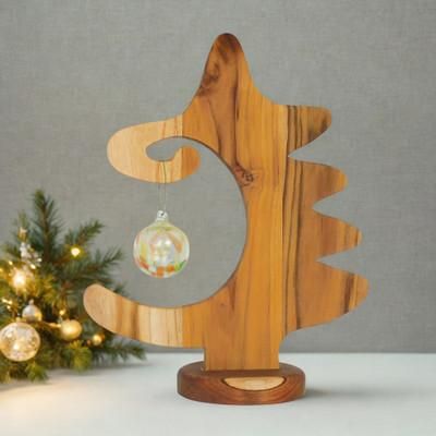 'Table and Desk Christmas Tree-Style Teakwood Ornament Hanger'