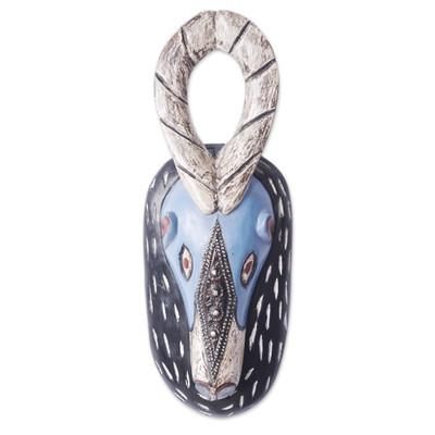 Blue Deer,'African Sese Wood Deer Mask Crafted in Ghana'