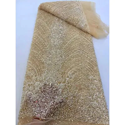 Filet de tulle français brodé de perles de haute qualité, dentelle en tissu africain, robes de soirée. Mariages, chemise