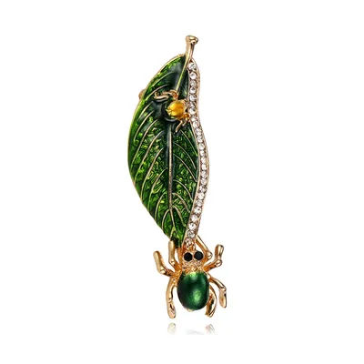 Creative Retro Plant Crystal Brooch Pin For Women Lady Elegant Insect Brooches Casual Corsage Exquisite Wedding Party Jewelry