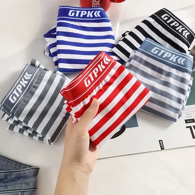 Culottes Boxer Tendance Rayées en Coton (95%) pour Femmes – Taille Mi-Haute, Respirantes avec Entrejambe en Maille