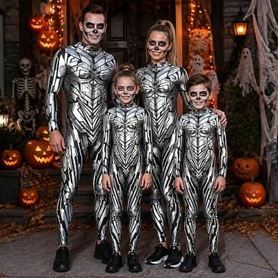 Halloween Tuta intera Body Estratto fluido Robot Stampa Cerniera frontale Sinistro Rave futuristico Unisex Costume per Club Festival Musicale Festival EDM Halloween Carnevale Bambini Adulti
