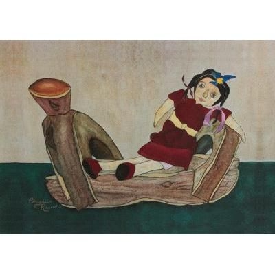 Resting,'Still Life with Rag Doll Color Giclee Art Print on Canvas'