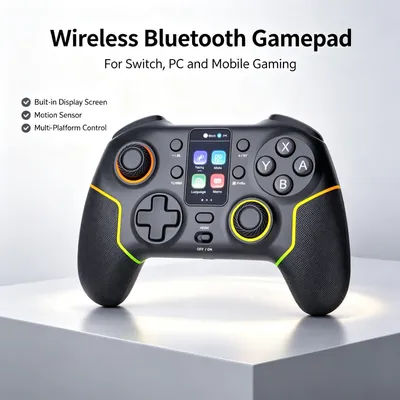 Bluetooth Wireless Game Controller for Switch PC Android iOS, Motion Sensor Screen Display Gamepad Joystick Gaming Accessories