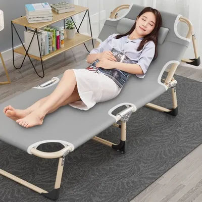 Folding Bed, Household Simple Nap Bed, Lounge Chair, Folding Office Adult Nap, Portable Marching Bed Bedroom Furniture