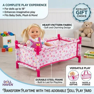Reborn Baby Crib Foldable Lightweight Portable Doll Bed Furniture for 9 to 12 Inch Dolls Pretend Play Nursery Decoration