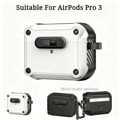 Coque de protection antichoc en PC avec crochet pour AirPods Pro 3, compatible avec AirPods 1, 2, 3, 4, Pro ou Pro 2e génération