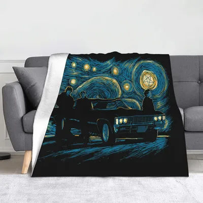 Supernatural Night Blankets Flannel The Starry Night Dean Sam Winchester Castiel Throw Blankets for Bedroom Sofa Bedroom Quilt