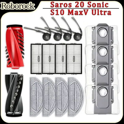For Roborock Saro 20 Sonic/S10 MaxV Ultra Robot Vacuum Accessories Main Side Brush Filter Mop Pads Dust Bags Replacement Parts