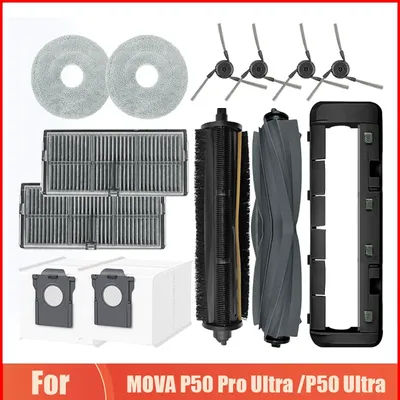 Spare Parts FOR MOVA P50 Pro Ultra /P50 Ultra Robot Vacuum Cleaner Main Brushes Filters Side Brushes Mop Cloths Bags