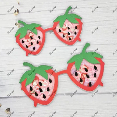 KLJUYP Strawberry Sunglasses Metal Cutting Dies Stencils for DIY Scrapbooking/album Decorative Embossing DIY Paper Cards