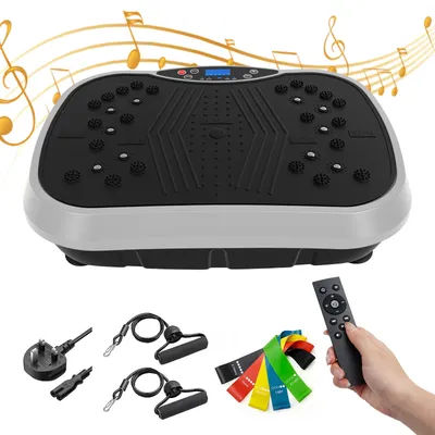 Portable Vibration Plate Exercise Machine Full-Body Fitness Workout Bluetooth With Resistance Bands Weight Loss Shaping
