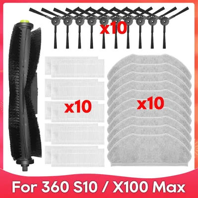 Fit For ( 360 S10 / X100 Max ) Robot Vacuum Cleaner Main Side Brush Hepa Filter Mop Replacement Spare Parts Accessories