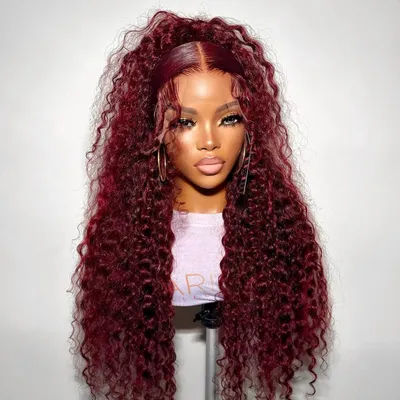 180density Long 26inch Lace Front Wigs Kinky Curly Synthetic Deep Water Wave For Black Women Pre Plucked With Baby Hair
