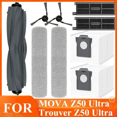 Accessories Fit For MOVA Z50 Ultra /Trouver Z50 Ultra Robot Vacuum Roller Main Brush Cloth Dust Bag Edge Brush Filter
