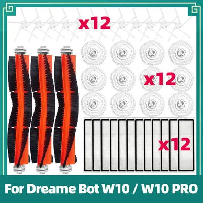 Accessories Compatible for Dreame Bot W10 / W10 PRO Robot Vacuum Cleaner Replacement Parts Main Side Brush HEPA Filter Mop Cloth