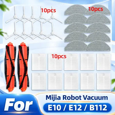 For Xiaomi Robot Vacuum E10, E10C, E12, B112 Replacement Parts Side Brush Hepa Filter Mop Rag Spare Parts Accessories