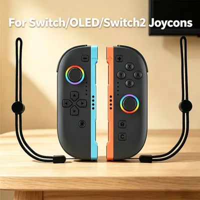 For Switch 2 Controller Joy Cons (L)/(R) RGB Light With Dual Vibration For Switch/OLED/Switch2 Bluetooth Wireless Gamepad