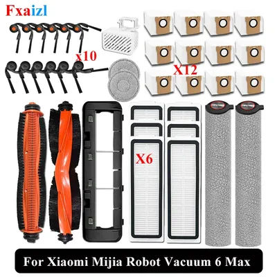 For ( Xiaomi Mijia Robot Vacuum 6 Max / PV11GL / PV11CN ) Vacuum Cleaner Parts Main Side Brush Mop Dust Bag Filter Accessories