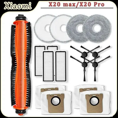For Xiaomi X20 Max/X20 Pro Robot Vacuum Accessories,:Main Brush,Side Brush,HEPA Filter,Mop Cloth,Dust Bags Replacement Parts