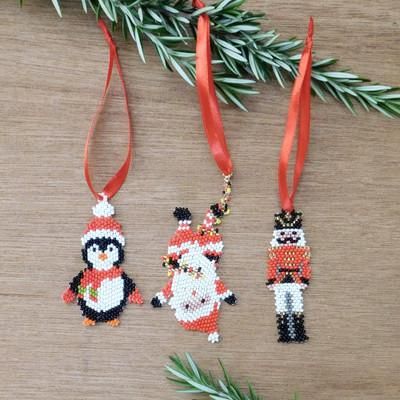 'Christmas Tale-Themed 3-Piece Glass Beaded Ornament Set'
