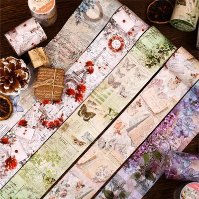 50mm * 2m plantes fleurs PET bandes Collage autocollants décor indésirable Journal ruban de masquage bricolage Scrapbooking esthétique autocollant papeterie