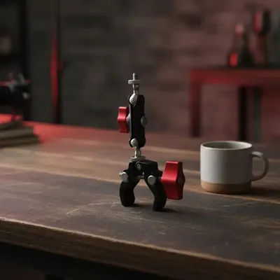 1 ensemble d'accessoires de photographie : pince métallique super robuste avec double rotule et bras magique pour moniteur, lumière, micro et support de téléphone