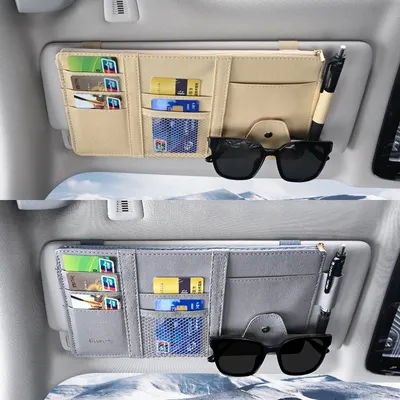 Boîte de rangement de Clip de pare-soleil de voiture, sac de rangement à fermeture éclair pour contenir des lunettes de soleil, des cartes, des titres de billets, des accessoires pratiques pratiques pratiques