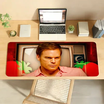 Tapis de souris Dexter Morgan antidérapant avec bord verrouillable, accessoires pour ordinateur portable, tapis de bureau en caoutchouc, grand tapis de jeu XXL