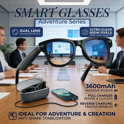 Lunettes intelligentes de traduction en temps réel avec IA, caméra 1080P, enregistreur vidéo, double micro, suppression du bruit, Bluetooth 5.3, audio, lunettes de soleil, 32G