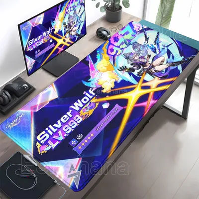 HSR Honkai Star Rail Silver Wolf LV.999 XXL Grand tapis de souris, nouveau tapis de souris antidérapant pour clavier, fille anime kawaii, tapis de bureau pour jeux PC