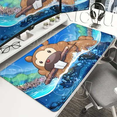 Tapis de souris étendu, tapis de bureau pour jeux d'anime, tapis de clavier pour gamer, accessoires de bureau, tapis antidérapant Pokemon Bidoof Kawaii
