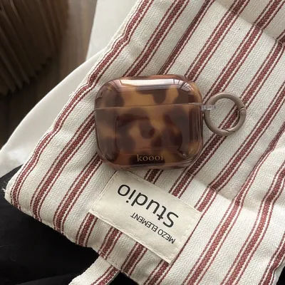 Étui de protection brillant à motif ambre marron élégant pour AirPods 1 2 3 4 5 Pro AirPods Pro 2 Pro 3, antichoc