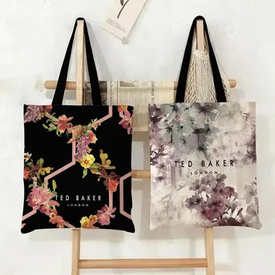 Sacs de rangement Fashion T-TED B-BAKERs, sac fourre-tout en toile imprimé double face, sac à main écologique réutilisable de grande capacité