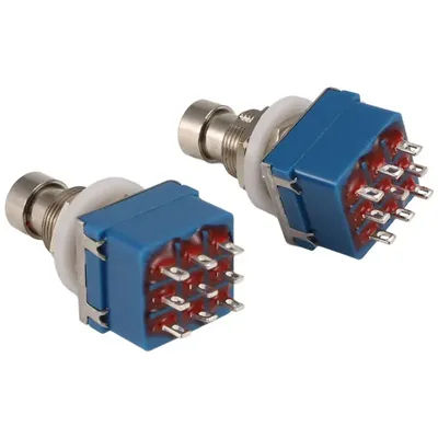 Y67A-2Pcs Interrupteurs d'effets de guitare 9 broches 3PDT pour pédale d'effets de guitare, interrupteur au pied en métal True B