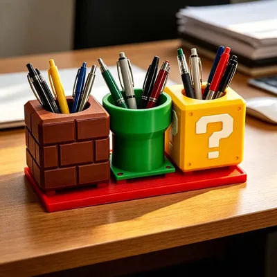 Support pour stylo d'impression 3D, support de rangement de bureau pour chambre d'enfant, boîte de rangement créative pour papeterie, pot à plantes succulentes, décoration de maison et de bureau