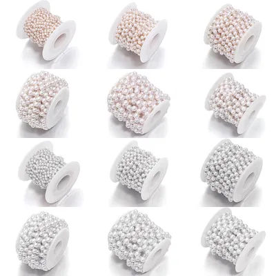 5yards/roll Metal Imitation Pearl Chains 3/4/5/6/8/10mm for DIY Sunglasses Chain Necklace Bracelet Jewelry Making Accessories