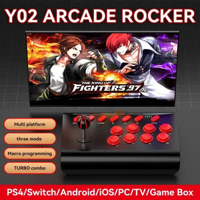 Y02 Arcade Joystick for PS3/PS4/PC/Android/iOS/Switch Bluetooth 6In1 Wireless Game Controller for Street Fighter with TURBO