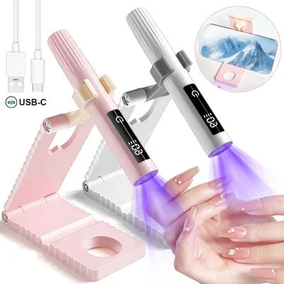 LIMEGIRL Hand Held LED Nail Dryer Lamp with LCD Monitor Rechargeable USB Nail Dryer Quick Curing Nail Glue UV Lamp