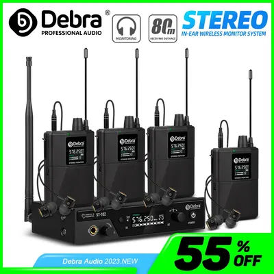 Debra Stéréo Sans Fil In-Ear Moniteur Système ST-102 pour Professionnel Scène Statique Studio Batteur tinger