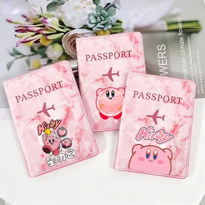 Kirbys – couvertures de passeport pour femmes, porte-documents Ultra-fin, Kawaii, mode Anime, porte-passeport de voyage, couvertures de cartes d'identité, cadeau