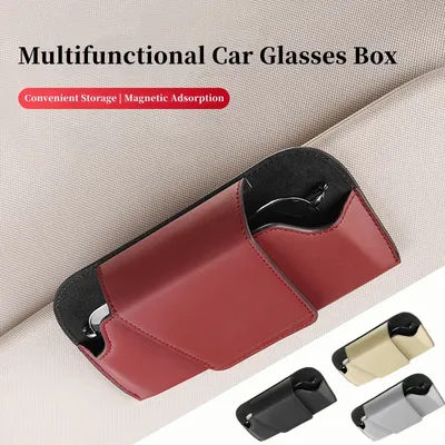 Étui à Lunettes de Voiture en Cuir, Pare-Soleil Auto, Porte-Lunettes, réinitialisation de Lunettes de Soleil, Porte-Carte, Porte-Billets, Rangement Nikde Voiture Multifonction