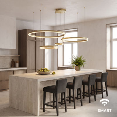 Charlotte (Smart) | Modern Chandelier | Black / 4 Rings / App + Remote Control | MOD LIGHTING
