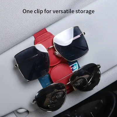 Clip double pour lunettes de voiture, multifonction, en cuir durable, portable, porte-lunettes de soleil, porte-documents, porte-billets, accessoire intérieur de voiture