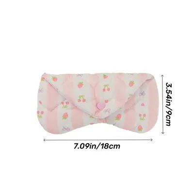 Étui à lunettes vintage matelassé en coton pour femme, pochette à lunettes de soleil à imprimé floral mignon, sac de rangement portable et souple pour lunettes, protection intégrée