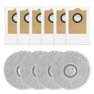 For LEFANT For M3 / For M3 For Gen2 Robot Vacuum 4 Mop Pads 6 Dust Bags For Household Supplies Cleaning Vacuum Parts