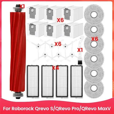 B50C For Roborock Qrevo S/Qrevo Pro/Qrevo Maxv Robot Vacuum Cleaner Main Side Brushes Hepa Filters Mop Cloth Dust Bags